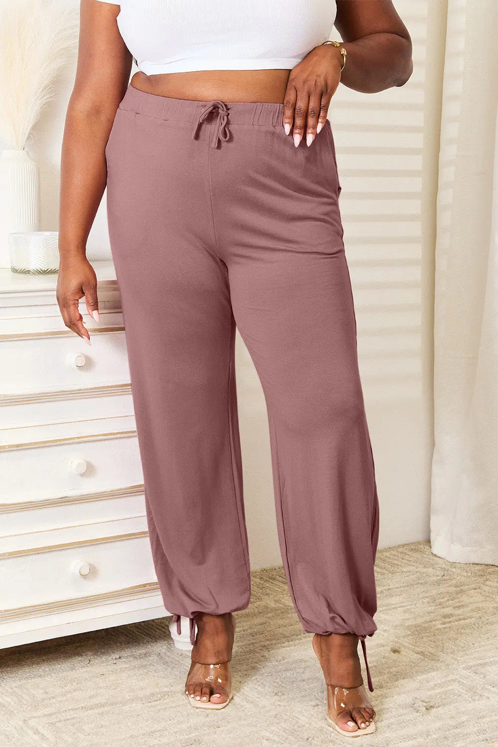 Basic Bae Rayon Drawstring Pants with Pockets - Whispering Desires Shoppe
