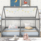 Twin Size House Platform Beds Two Shared Beds Gray eprolo