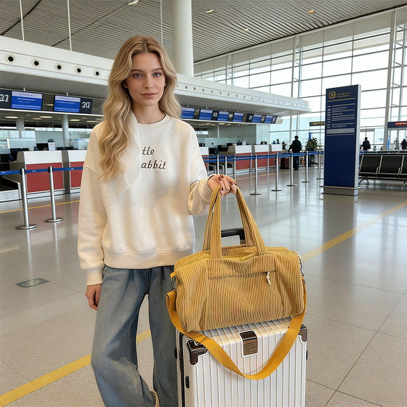 High-Capacity New Sports Shoulder Bag, Portable Solid Color Crossbody with Adjustable Strap, Unisex Corduroy Messenger Bag eprolo