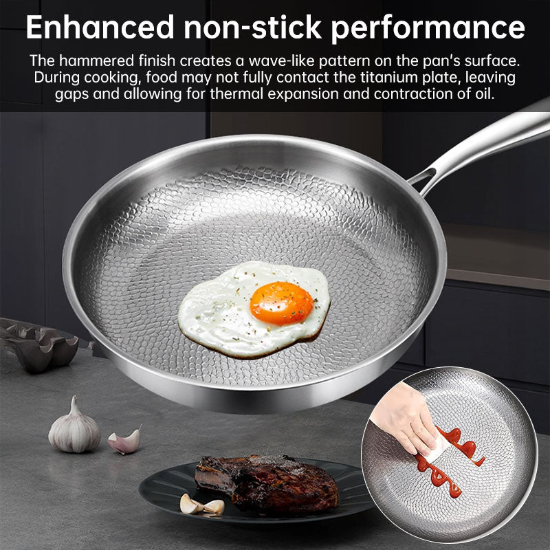 30cm Pure Titanium Nonstick Frying Pan - Coating-Free Patterned Meat Pan, Home Cooking Kitchen Utensil eprolo