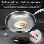 30cm Pure Titanium Nonstick Frying Pan - Coating-Free Patterned Meat Pan, Home Cooking Kitchen Utensil eprolo