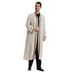Men Open Abaya Muslim Saudi Jubba Thobe Islamic Clothing Ramadan Kimono Long Sleeve Robe Caftan Dubai Stand Collar Arabic eprolo
