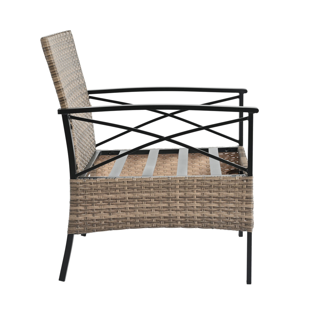 Patio Furniture, Outdoor Furniture, Seasonal PE Wicker Furniture, Four Set Wicker Furniture With Black Metal Table eprolo