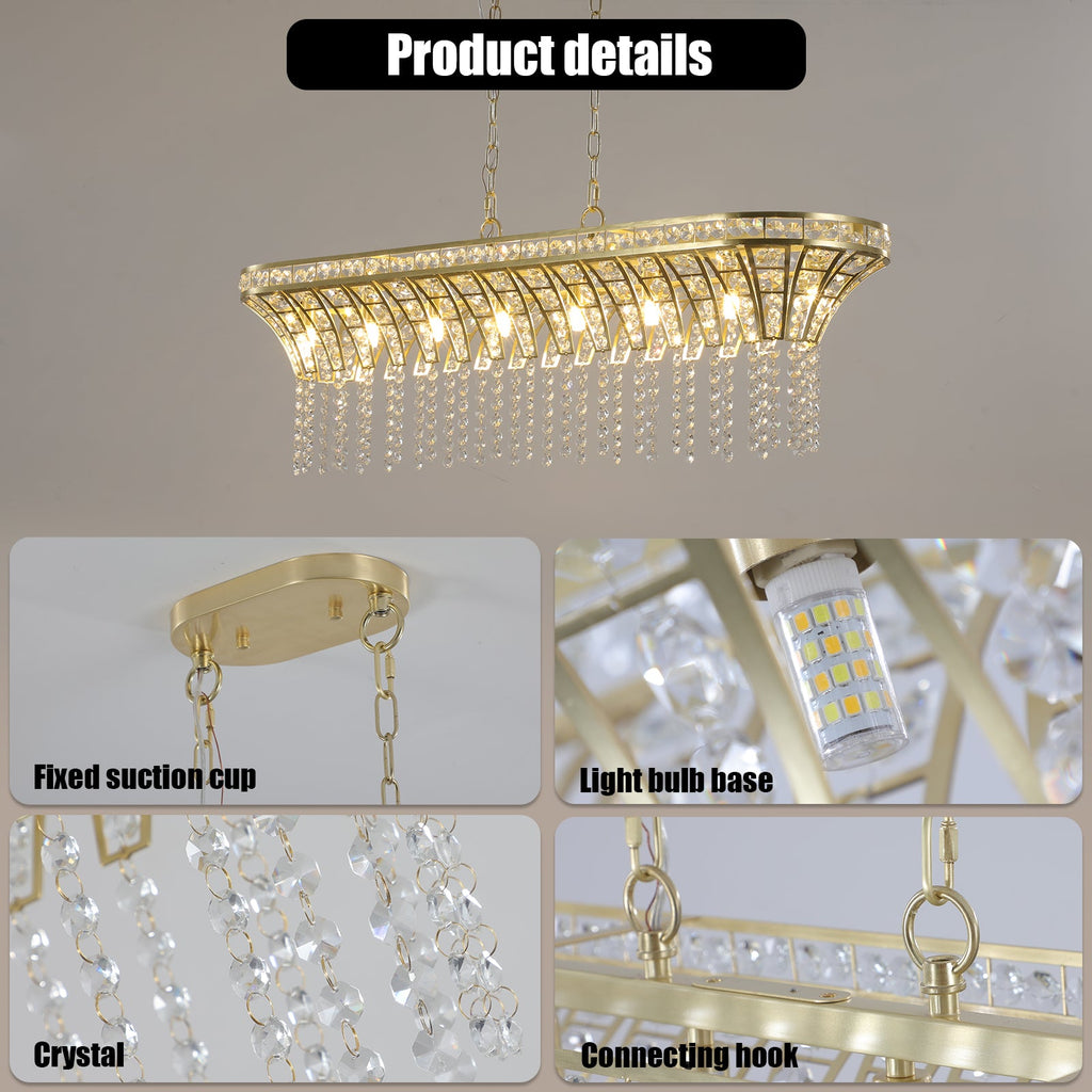 Modern Champagne Gold Kitchen Island Light - Oval Crystal ceiling chandelier eprolo