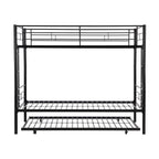Twin bunk bed frame with trailer, metal bunk bed with sturdy guardrail and side ladder, can be divided into two beds, black eprolo