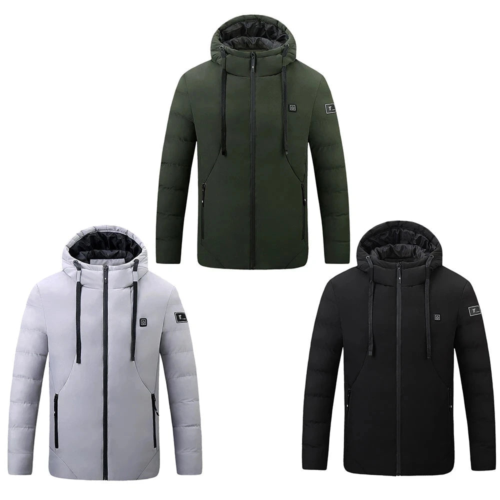 4 Areas Heated Jackets Men Women USB Single Control Smart Heating Cotton Clothing Heated Vest Constant Temperature Hooded Jacket eprolo
