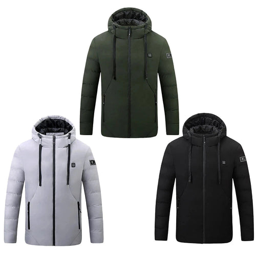 4 Areas Heated Jackets Men Women USB Single Control Smart Heating Cotton Clothing Heated Vest Constant Temperature Hooded Jacket eprolo