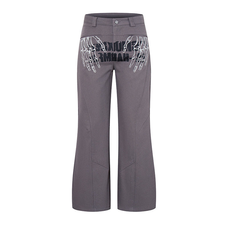 Graffiti Print Flared Casual Pants  Loose Fit Straight Leg Long Pants eprolo