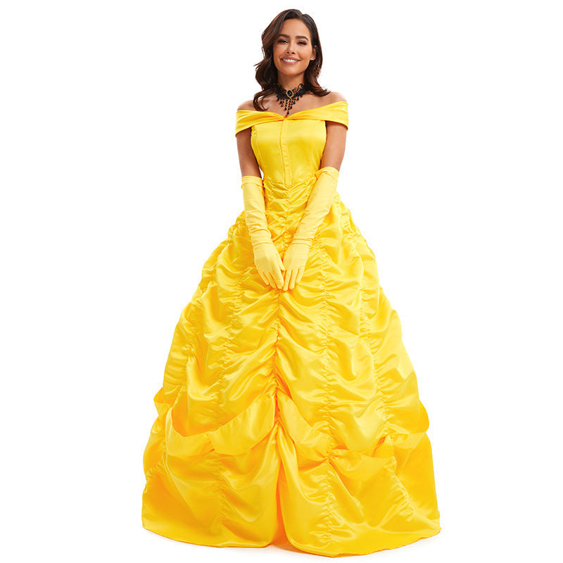 Beauty and the Beast Belle Princess Dress Cosplay Yellow Belle Costume for Women eprolo