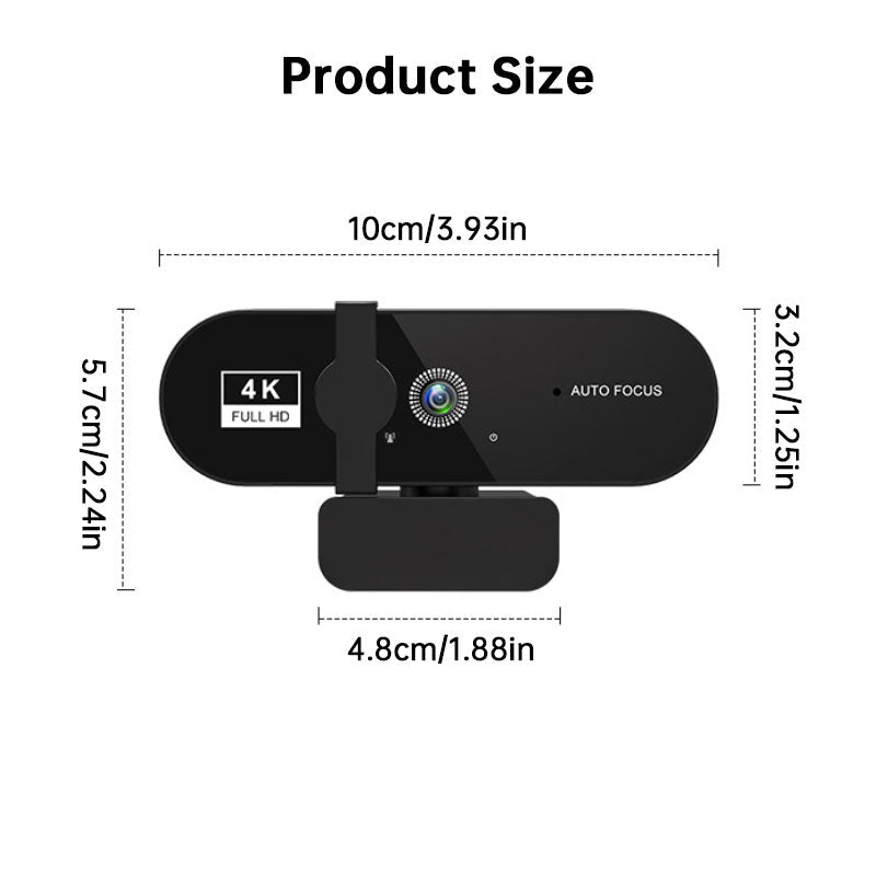 Mini 4K USB Webcam with Mic, Auto Focus HD Camera for PC & Laptop, 30fps 2K/1080P Conference Cam eprolo