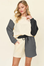 Double Take Drop Shoulder Top & Pocketed Shorts Set - Whispering Desires Shoppe