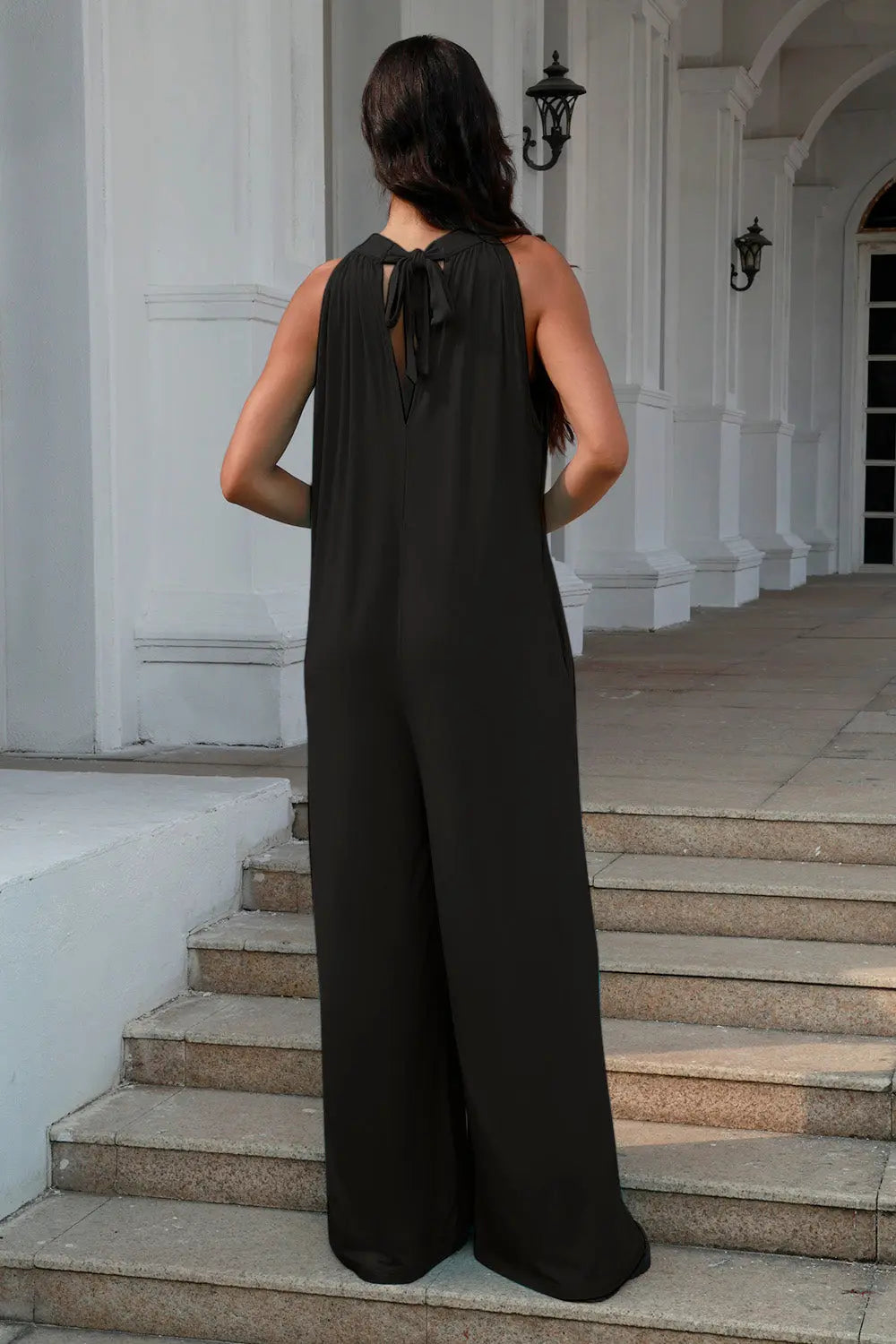 Double Take Tie-Back Sleeveless Wide-Leg Jumpsuit - Whispering Desires Shoppe