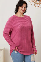 Basic Bae Ribbed Thumbhole Long-Sleeve Tee - Whispering Desires Shoppe