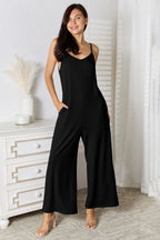 Basic Bae V-Neck Spaghetti Strap Jumpsuit - Whispering Desires Shoppe