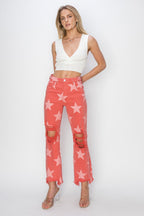 RISEN Star Distressed Raw-Hem Jeans - Whispering Desires Shoppe