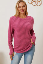 Basic Bae Ribbed Thumbhole Long-Sleeve Tee - Whispering Desires Shoppe