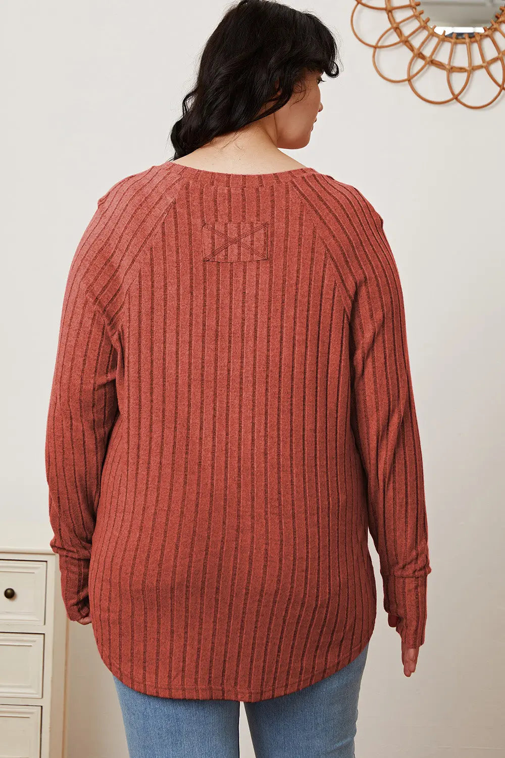 Basic Bae Ribbed Thumbhole Long-Sleeve Tee - Whispering Desires Shoppe