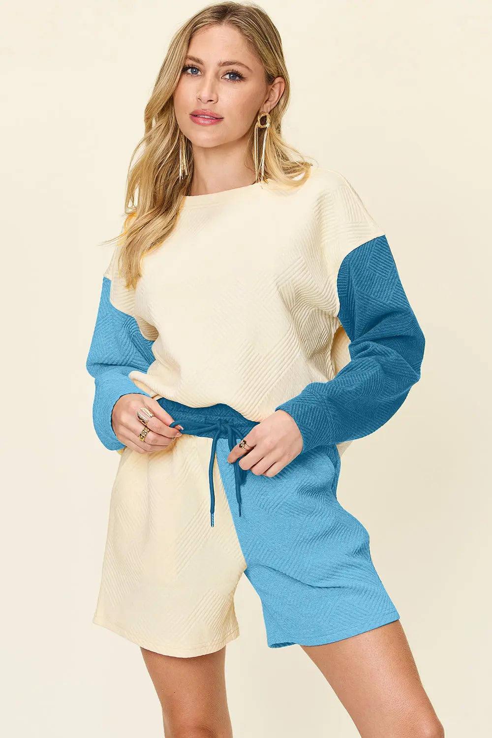 Double Take Drop Shoulder Top & Pocketed Shorts Set - Whispering Desires Shoppe