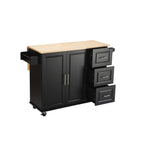 Kitchen Island & Kitchen Cart Mobile Kitehcn Island with Extensible Rubber Wood Table Top eprolo