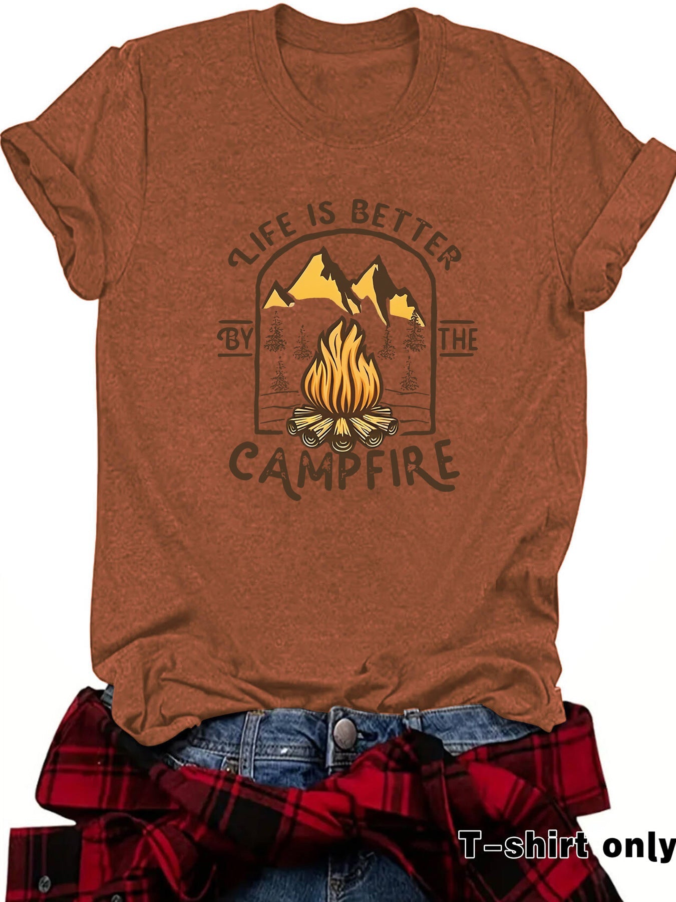 Camping pattern printed short sleeved shirt eprolo