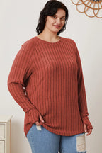 Basic Bae Ribbed Thumbhole Long-Sleeve Tee - Whispering Desires Shoppe