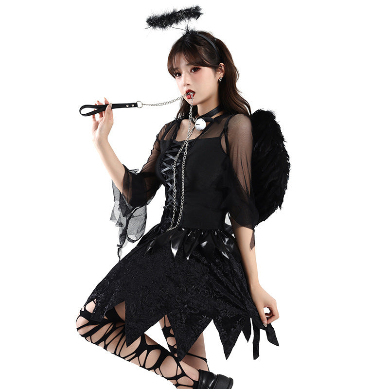Dark Angel Costume Set for Adults Halloween Cosplay Dress Party Role Play S-3XL eprolo