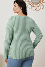 Basic Bae Ribbed V-Neck Long Sleeve Tee - Whispering Desires Shoppe