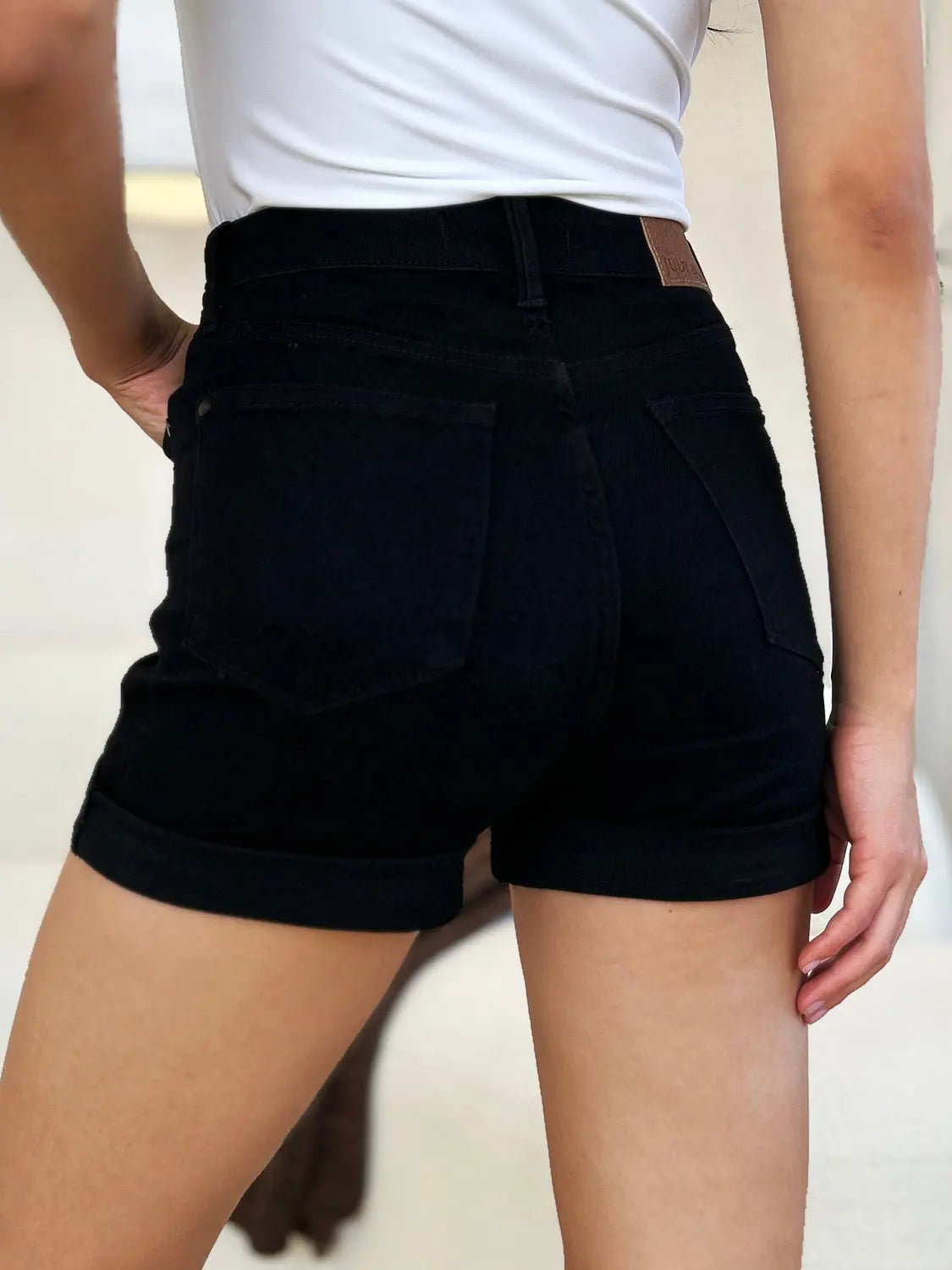 Judy Blue High Waist Tummy Control Cuffed Denim Shorts - Whispering Desires Shoppe