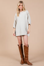 Ces Femme Side Slit Drop Shoulder Puff Sleeve Sweatshirt - Whispering Desires Shoppe