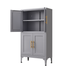 Grey metal kitchen storage cabinet, kitchen pantry storage cabinet with door and shelf, adjustable leveling feet eprolo