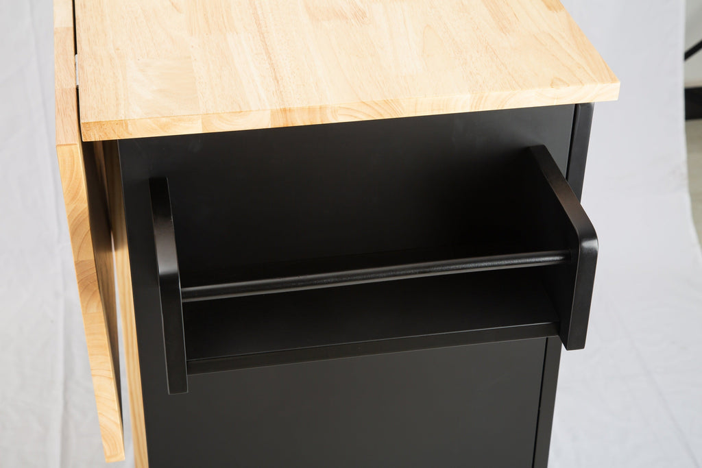 Kitchen Island & Kitchen Cart Mobile Kitehcn Island with Extensible Rubber Wood Table Top eprolo