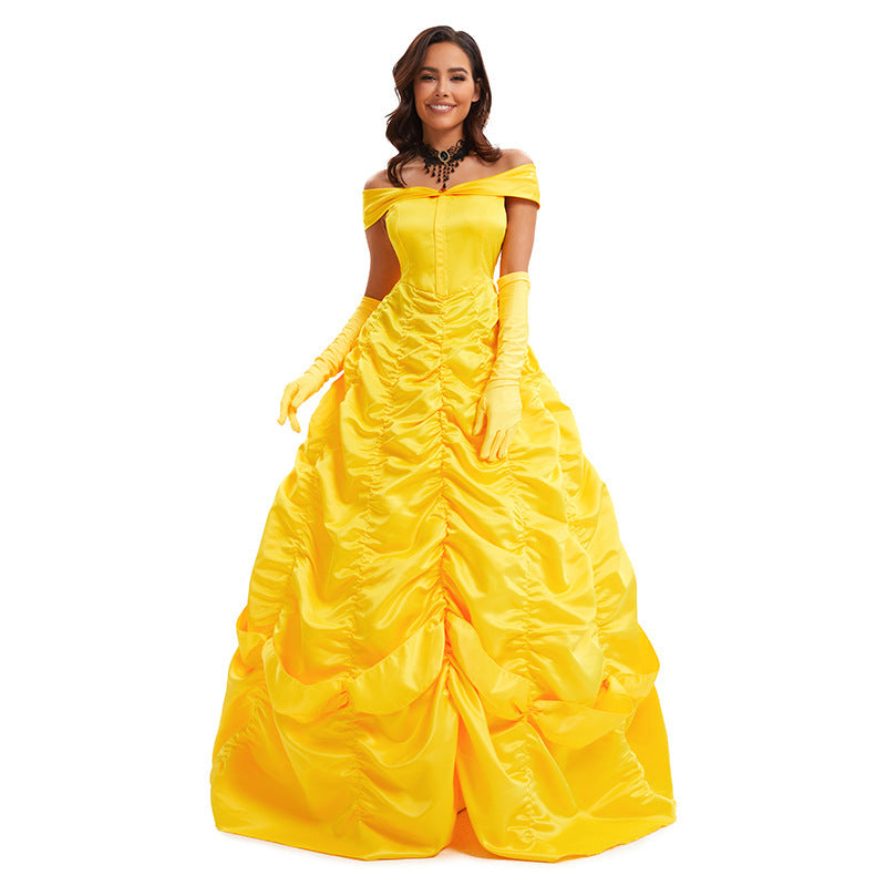 Beauty and the Beast Belle Princess Dress Cosplay Yellow Belle Costume for Women eprolo