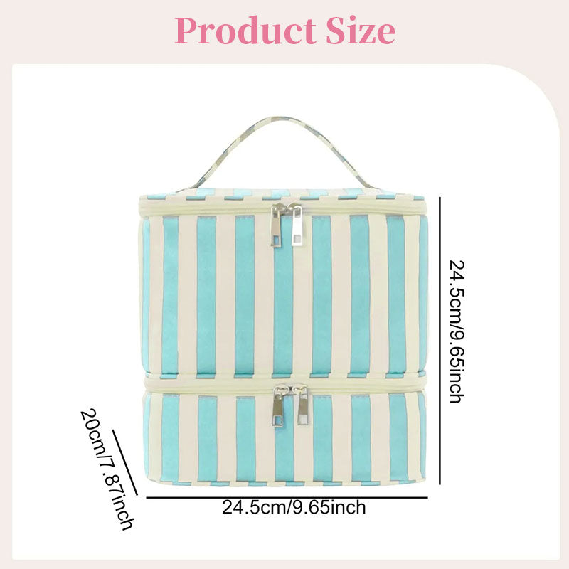 Double Layer Nail Polish & Essential Oils Storage Bag, Portable 30-Compartment Nail Care Kit, Manicure Tools Organizer Case eprolo