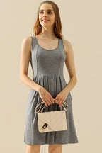 Doublju Ruched Round-Neck Sleeveless Dress w/ Pockets - Whispering Desires Shoppe