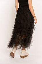 ADORA Ruffled Elastic Waist Midi Skirt - Whispering Desires Shoppe