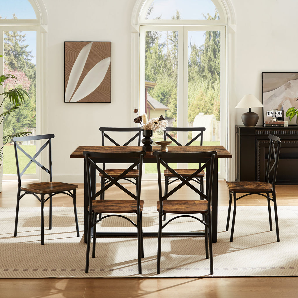 7 Pieces Dining Set 7-Piece Kitchen Table Set Perfect for Kitchen Breakfast Nook Living Room Occasions eprolo