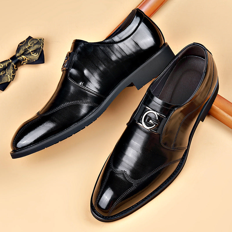 Men's pointed leather shoes, business casual shoes, men's shoes, versatile, breathable, wedding shoes, lazy shoes eprolo