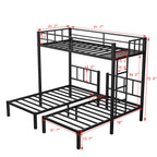 Twin over Twin & Twin Bunk Beds for 3, Twin XL over Twin & Twin Bunk Bed Metal Triple Bunk Bed, Black eprolo