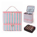 Double Layer Nail Polish & Essential Oils Storage Bag, Portable 30-Compartment Nail Care Kit, Manicure Tools Organizer Case eprolo