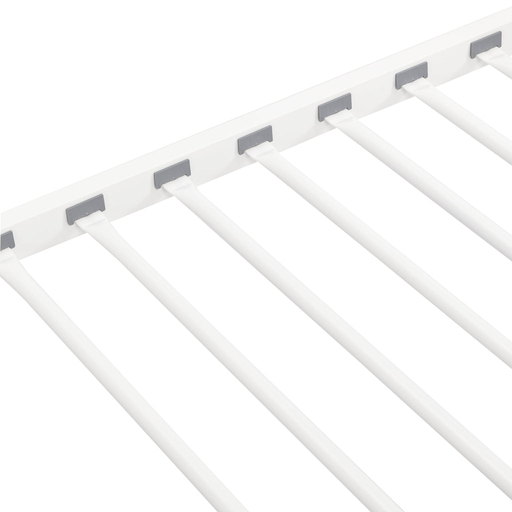 Twin metal bunk beds, metal structure bed frame with safety guardrails and 2 ladders, convertible bunk beds, white eprolo