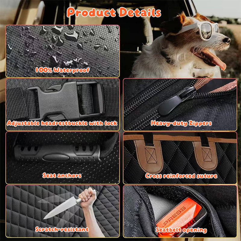 Dog Car Hammock Seat Cover, Waterproof 600D Oxford Fabric Pet Seat Protector for Back Seat, Scratch Proof & Anti-Slip eprolo