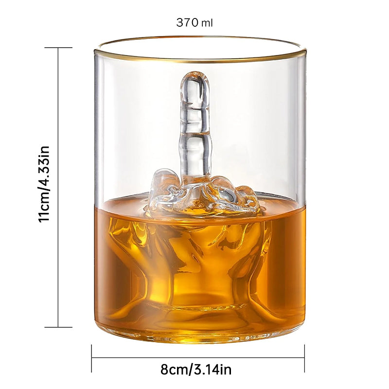 Middle Finger Whiskey Glass with 3D Finger Inside - Funny Novelty Glass for Bourbon Scotch Cocktails, Unique Gift for Men eprolo