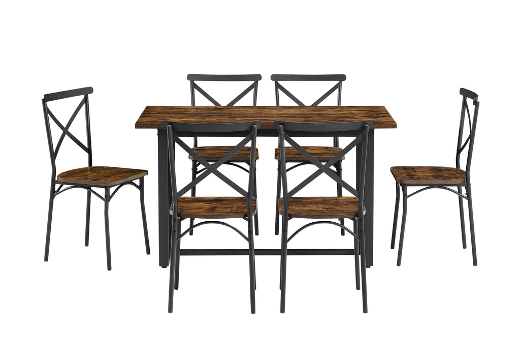 7 Pieces Dining Set 7-Piece Kitchen Table Set Perfect for Kitchen Breakfast Nook Living Room Occasions eprolo