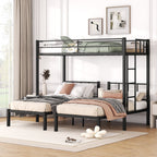 Twin over Twin & Twin Bunk Beds for 3, Twin XL over Twin & Twin Bunk Bed Metal Triple Bunk Bed, Black eprolo