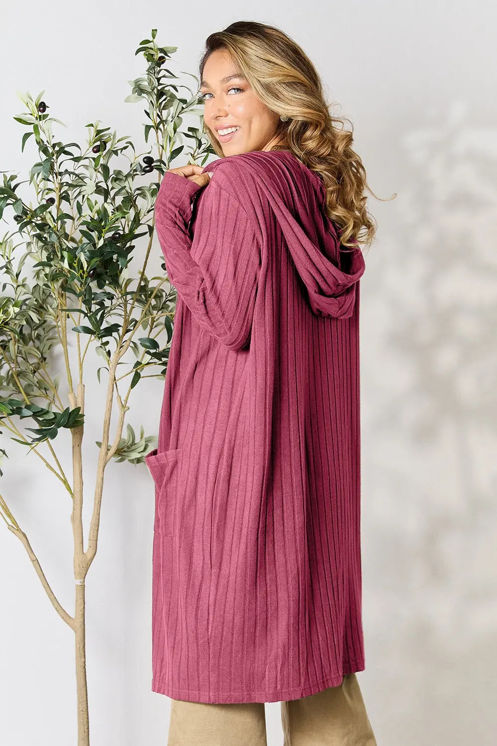 Basic Bae Pocketed Longline Hooded Cardigan - Whispering Desires Shoppe