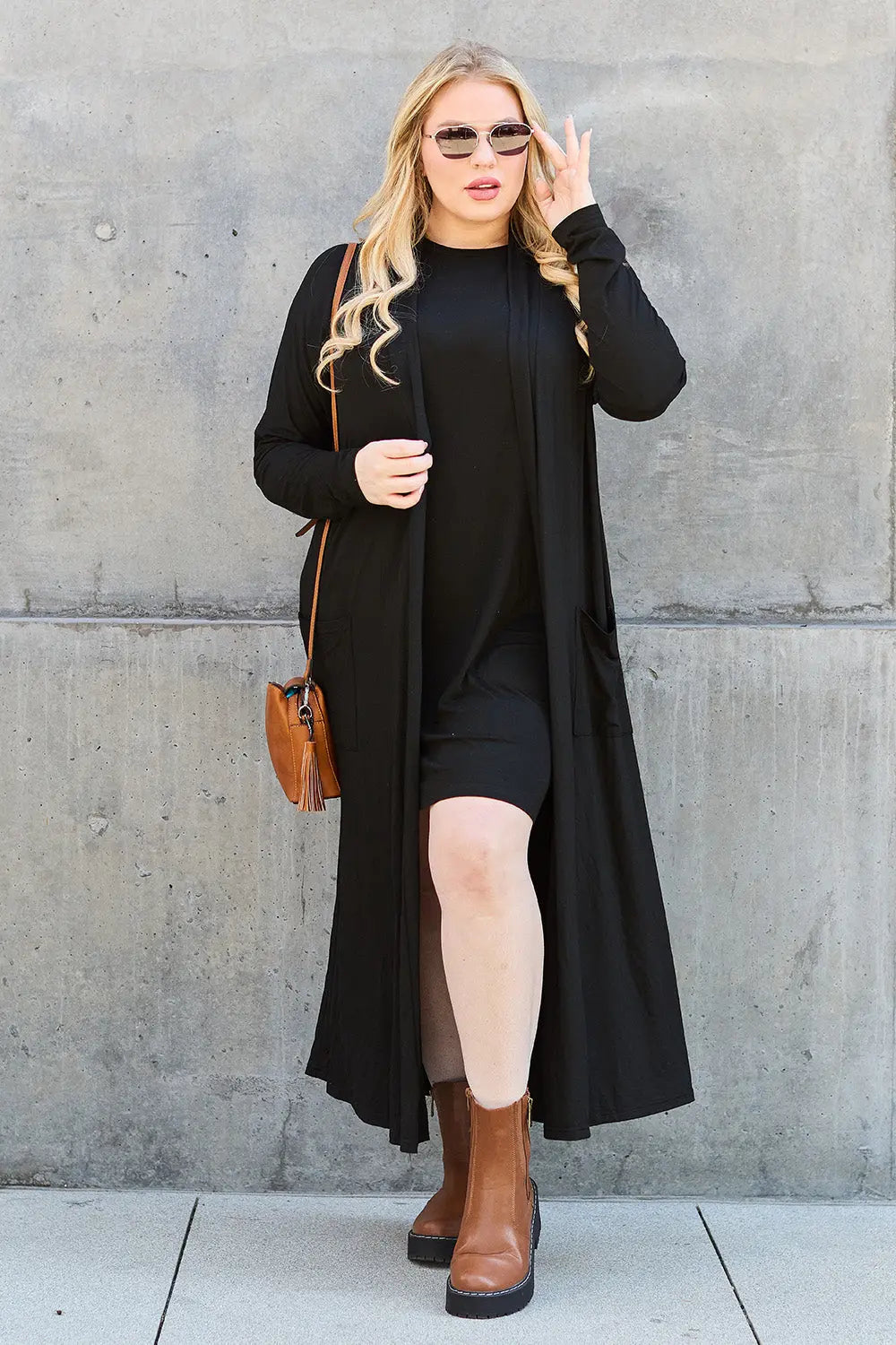 Basic Bae Open-Front Long Sleeve Cover Up - Whispering Desires Shoppe
