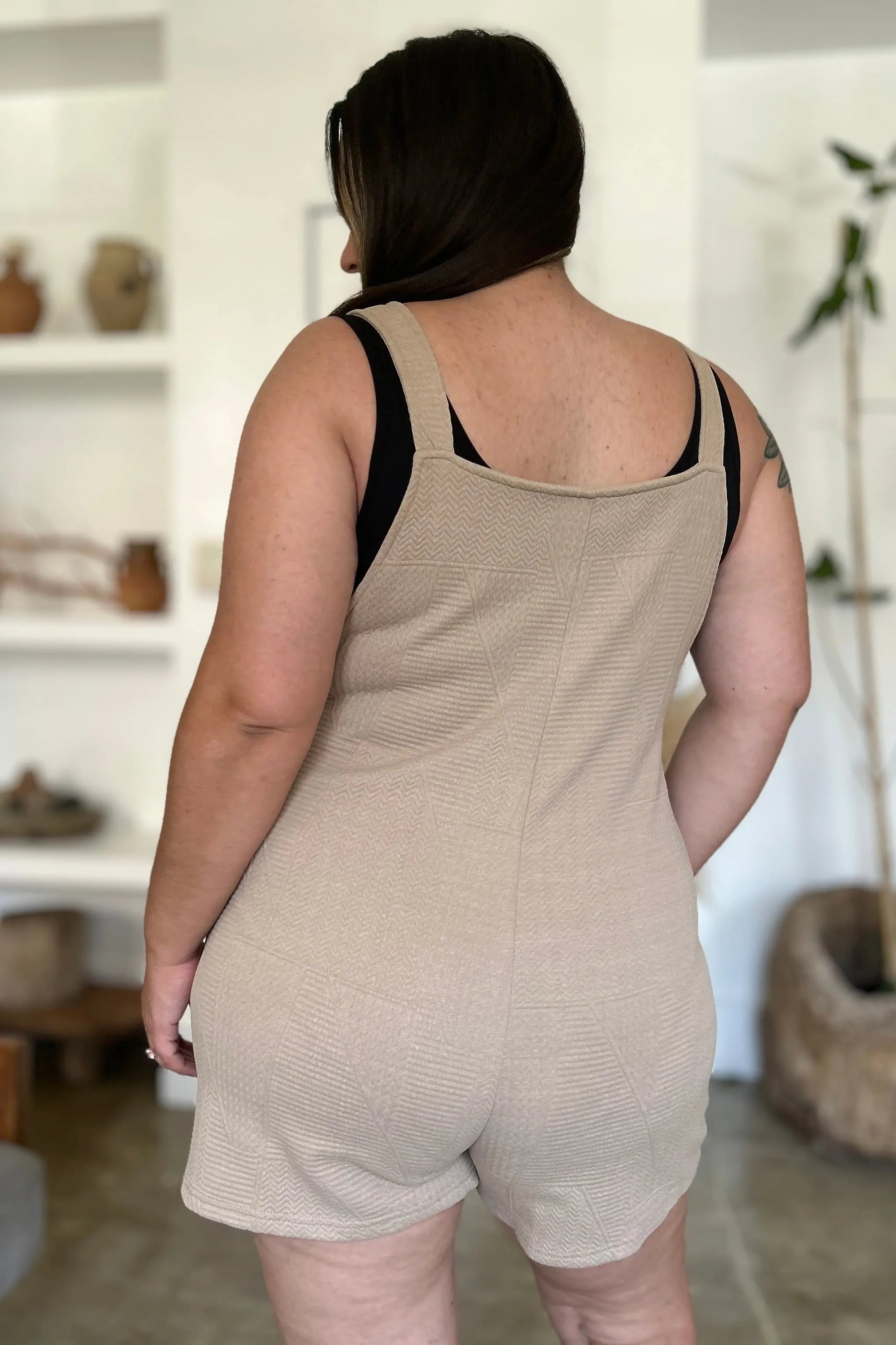 Double Take Full-Size Textured Sleeveless Romper - Whispering Desires Shoppe