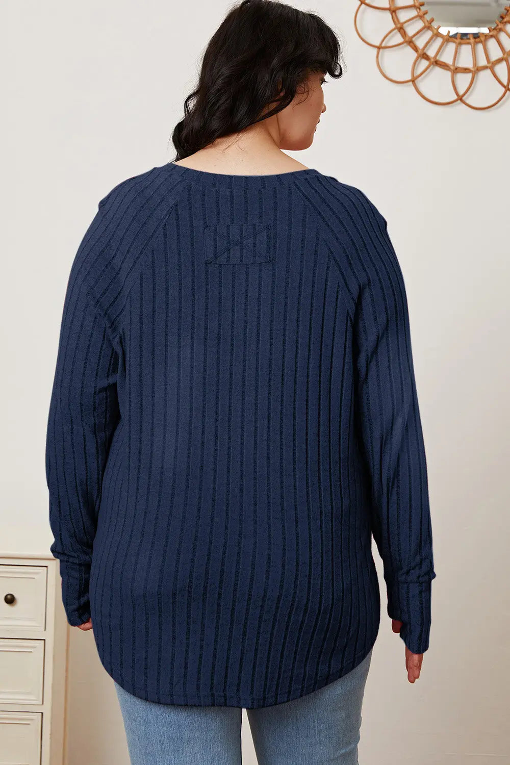 Basic Bae Ribbed Thumbhole Long-Sleeve Tee - Whispering Desires Shoppe