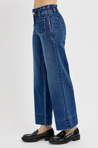 RISEN Elastic Band Wide Leg Jeans - Whispering Desires Shoppe