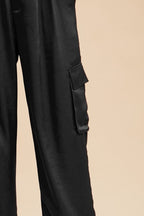 Annie Wear Wide Leg Cargo Satin Pants - Whispering Desires Shoppe